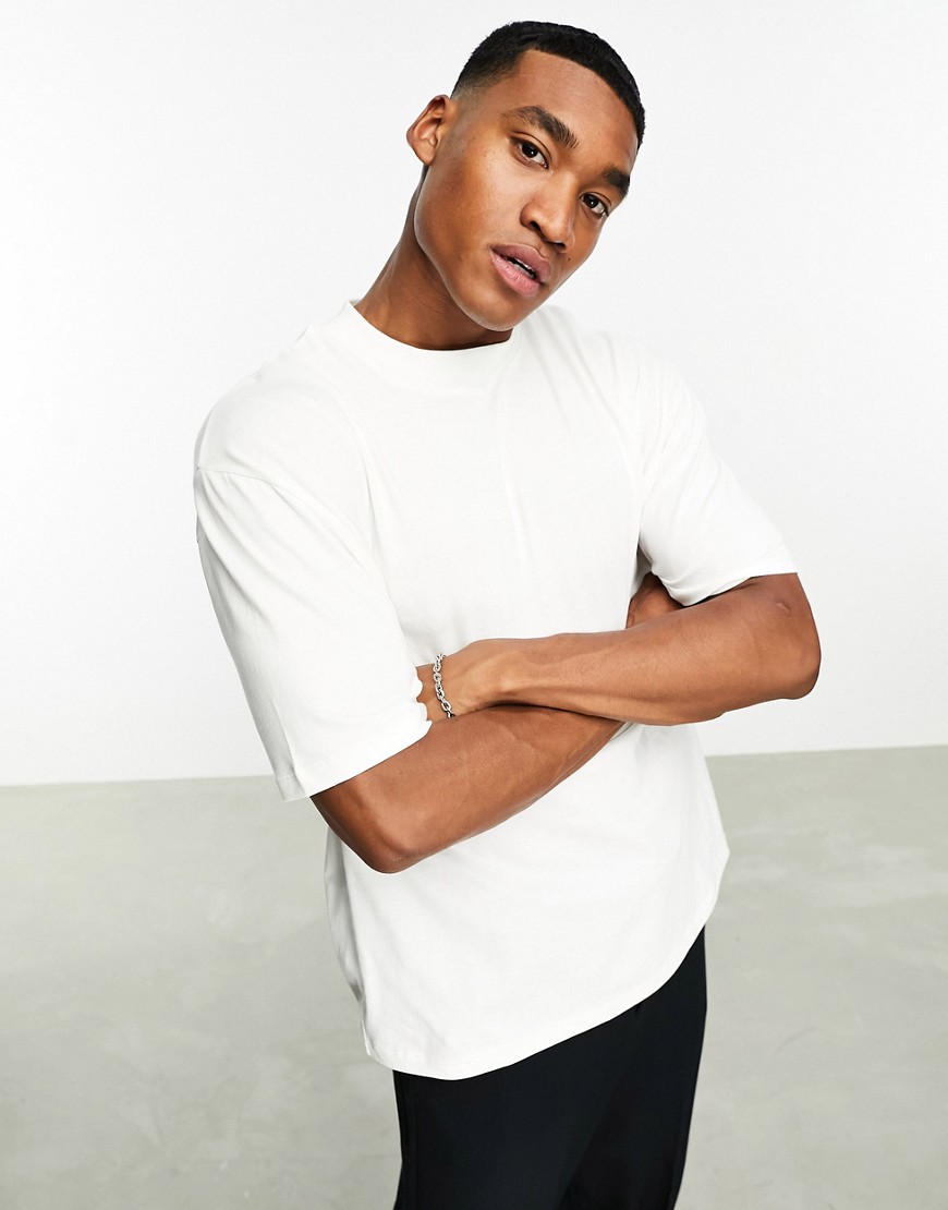 ASOS DESIGN oversized t-shirt with turtle neck in white