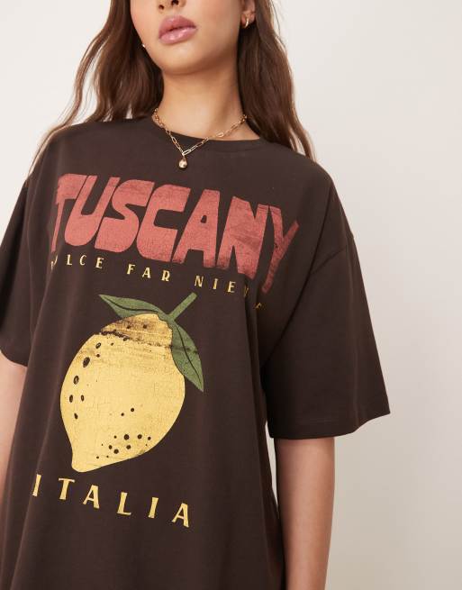 ASOS DESIGN oversized t-shirt with tuscany graphic in brown, 4 of 4