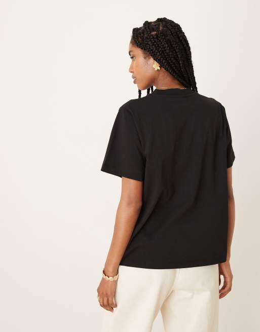 ASOS DESIGN oversized T-shirt with twist ruched detail in black, 4 of 4