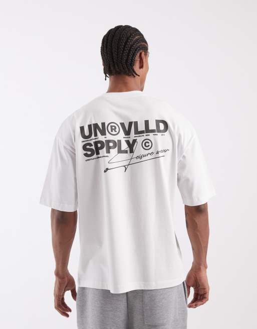 ASOS DESIGN oversized t-shirt with unrvlld text graphic in white, 4 of 5