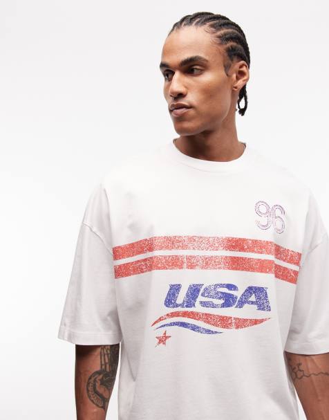 ASOS DESIGN oversized t-shirt with USA soccer graphic in white - view 1