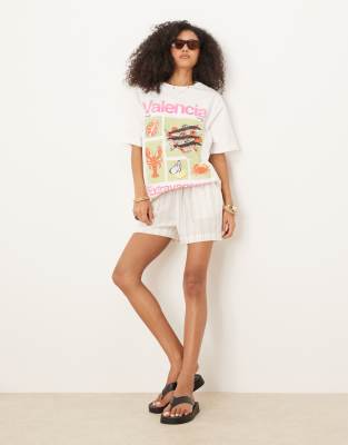 Asos Design Oversized T-shirt With Valencia Food Graphic In White