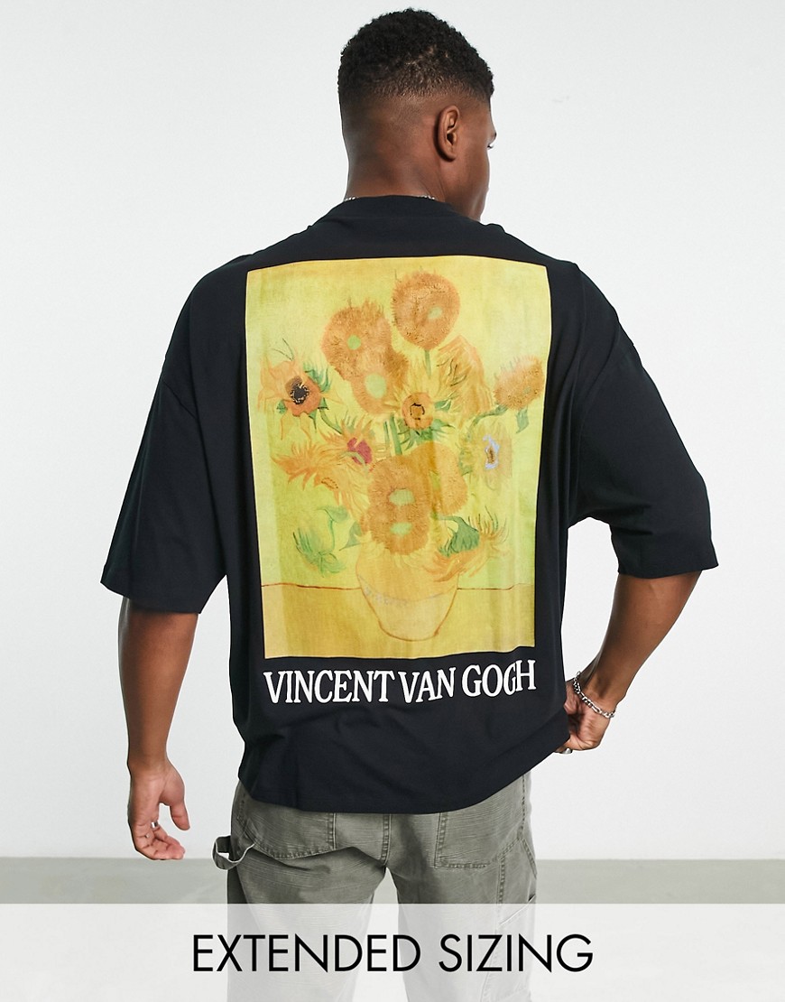 ASOS DESIGN oversized t-shirt with Van Gogh Sunflower print in black