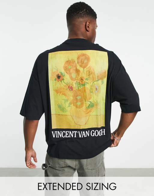 ASOS DESIGN oversized t shirt with Van Gogh Sunflower print in black