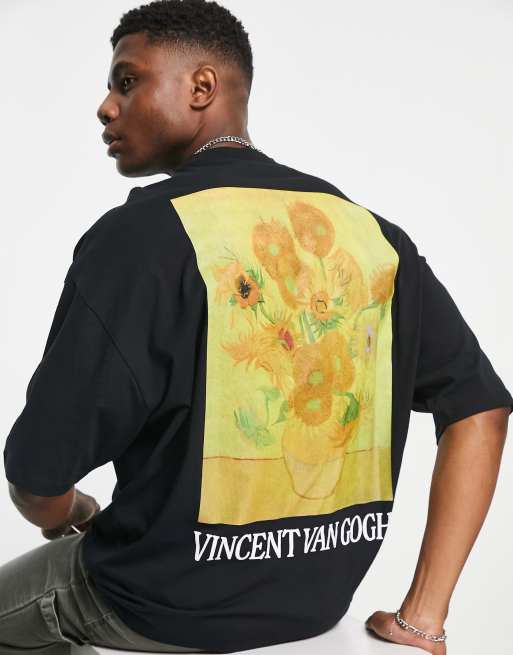 ASOS DESIGN oversized t shirt with Van Gogh Sunflower print in black