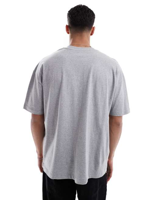 ASOS DESIGN oversized t-shirt with varsity front graphic in grey marl