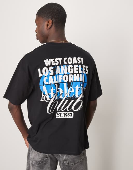 ASOS DESIGN oversized t-shirt with varsity graphic in black, 3 of 4