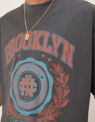 Asos Design Oversized T-shirt With Varsity Graphic
