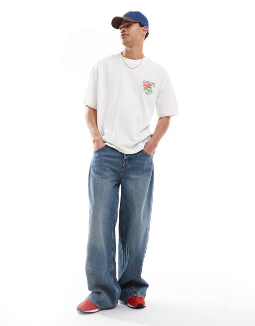 ASOS DESIGN oversized t-shirt with varsity graphic in off white, 3 of 4