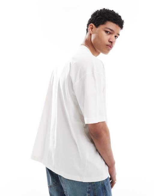 ASOS DESIGN oversized t-shirt with varsity graphic in off white, 4 of 4