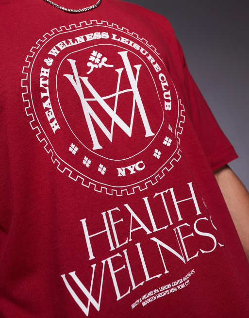 ASOS DESIGN oversized t-shirt with varsity graphic in red, 3 of 4
