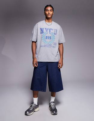 Asos Design Oversized T-shirt With Varsity Graphic