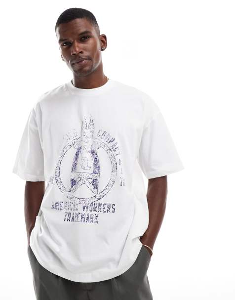 ASOS DESIGN oversized t-shirt with varsity graphic in white - view 1