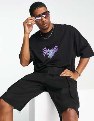 Asos Design Oversized T-shirt With Venom Print In Black