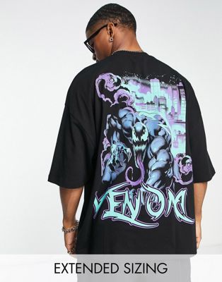 ASOS DESIGN oversized t-shirt with Venom print in black - ASOS Price Checker