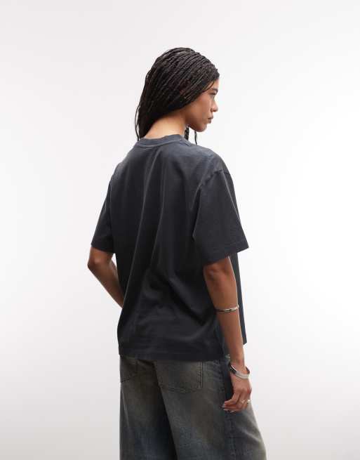 ASOS DESIGN oversized t-shirt with vintage disco martini graphic in washed grey, 4 of 4