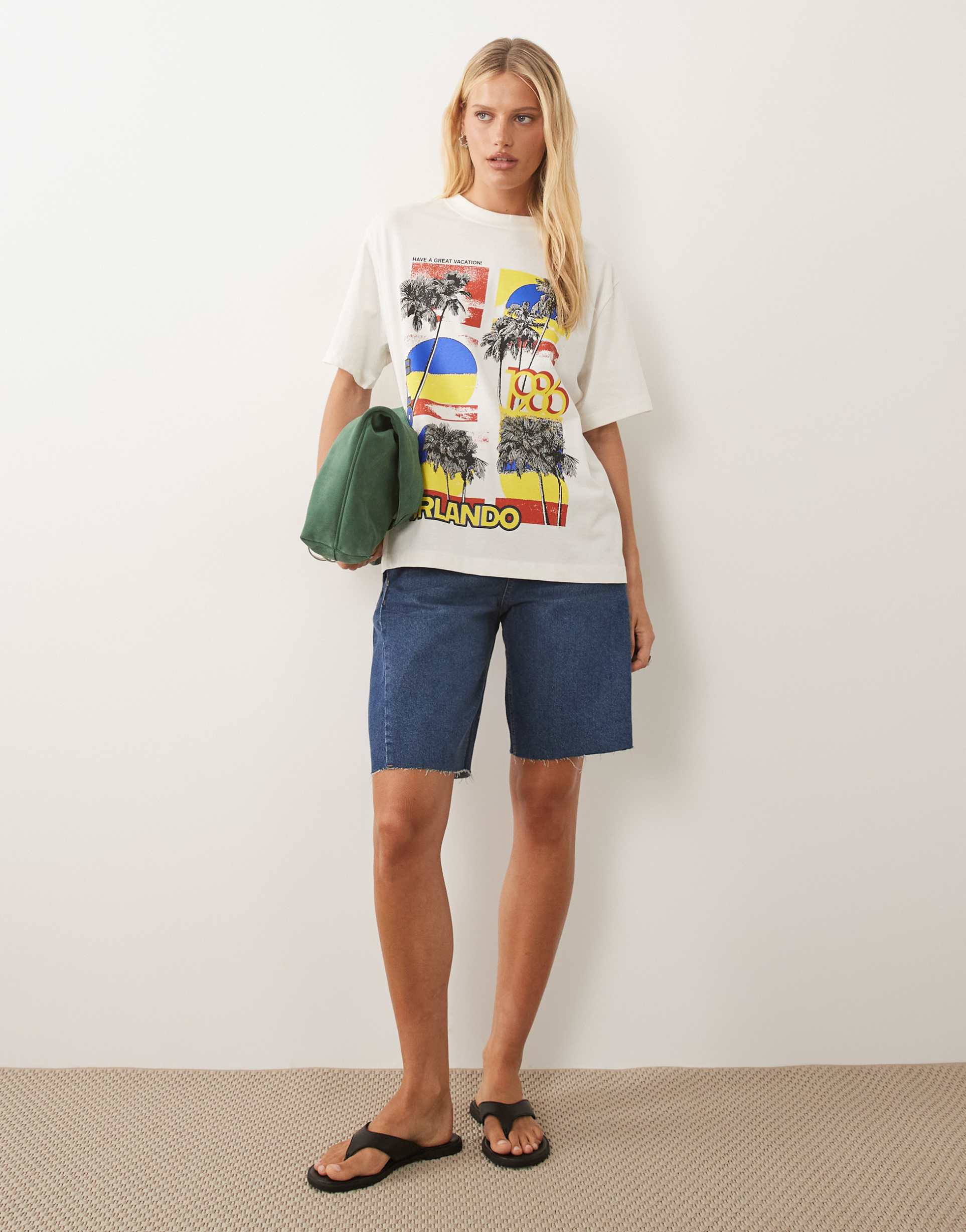 asos design oversized t-shirt with vintage florida orlando graphic in cream