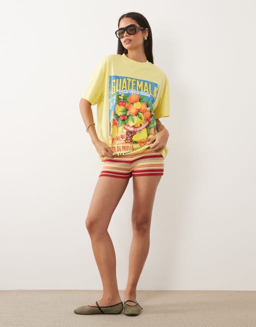 ASOS DESIGN oversized t-shirt with vintage Guatemala fruit graphic in yellow, 2 of 4