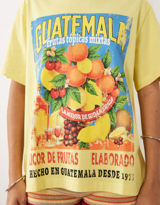 ASOS DESIGN oversized t-shirt with vintage Guatemala fruit graphic in yellow, 3 of 4