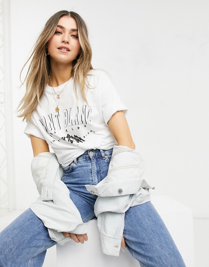ASOS DESIGN oversized t-shirt with vintage mountain print in white