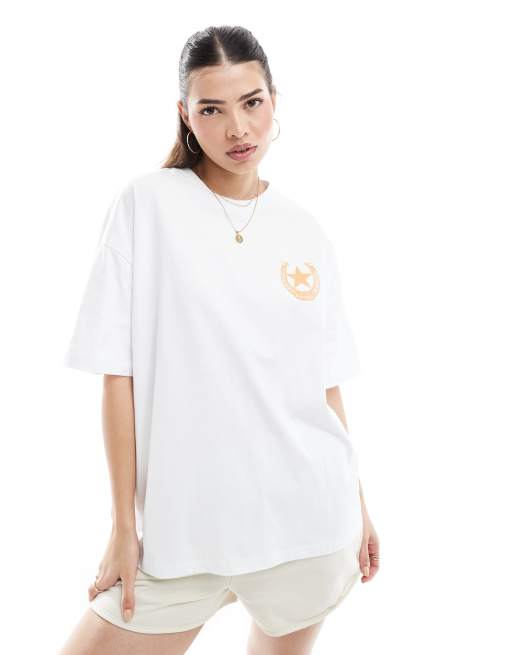 ASOS DESIGN oversized T shirt with western cowboy graphic in white