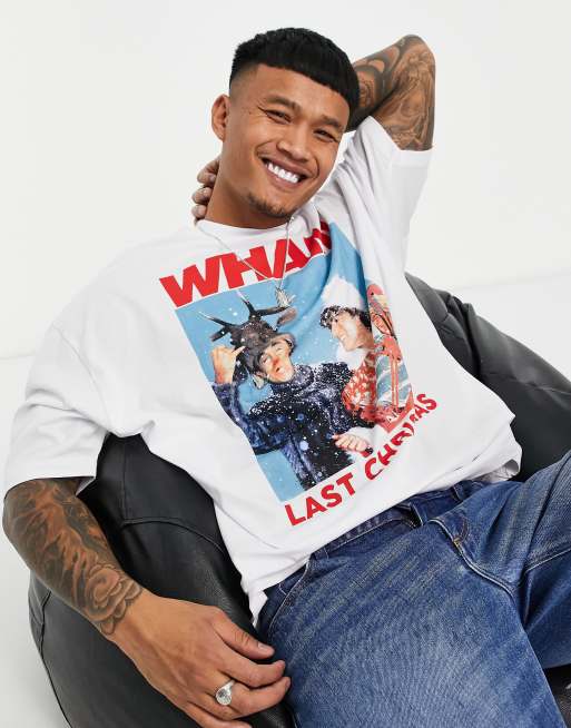 ASOS DESIGN oversized t shirt with Wham print in white ASOS