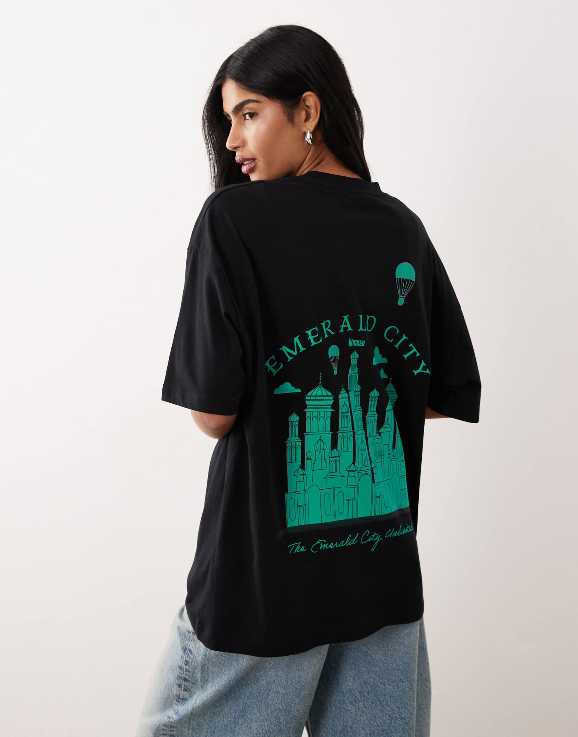 asos design oversized t-shirt with wicked print in black