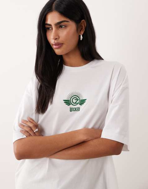 ASOS DESIGN oversized t-shirt with WICKED prints in white - view 1