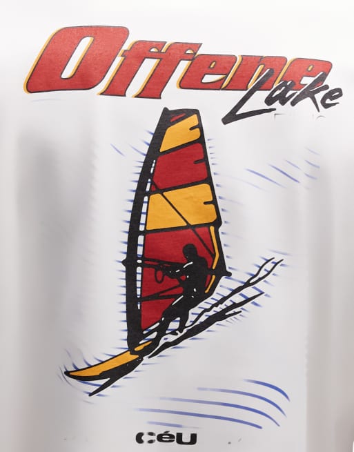 ASOS DESIGN oversized t-shirt with windsurfing graphic in cream, 5 of 5