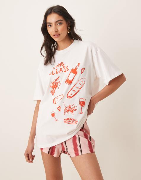 ASOS DESIGN oversized t-shirt with wine graphic in white - view 1
