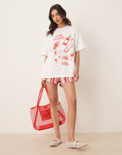 ASOS DESIGN oversized t-shirt with wine graphic in white, 2 of 4