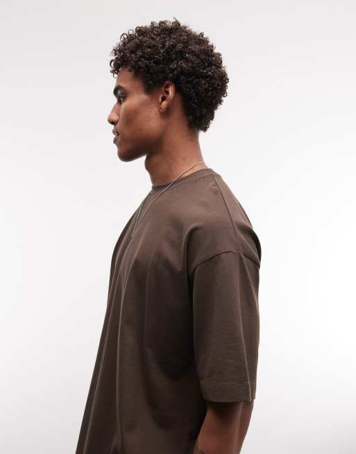 ASOS DESIGN oversized t-shirt with with bubble text in brown, 4 of 5