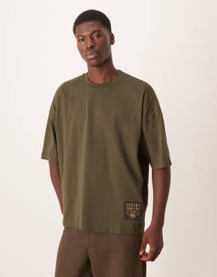 Asos Design Oversized T-shirt With Woven Tab In Multi