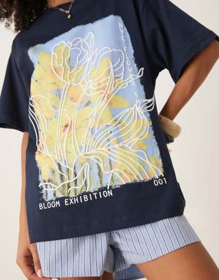 Asos Design Oversized T-shirt With Yellow Flower Graphic