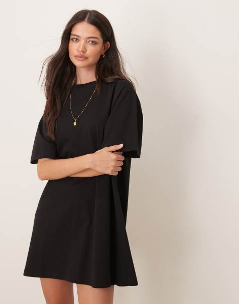 ASOS DESIGN - Oversized T-shirtjurk met rugdetail in zwart - view 1