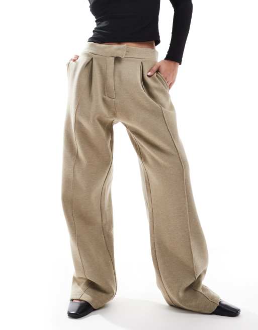 ASOS DESIGN oversized tailored jogger with seam detail in khaki marl