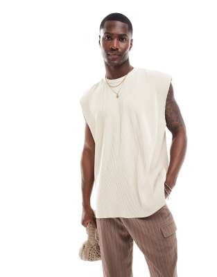 Asos Design Oversized Tank In Neutral