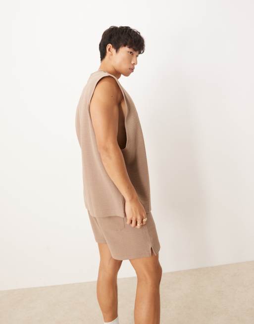 ASOS DESIGN oversized tank in beige rib , 2 of 4
