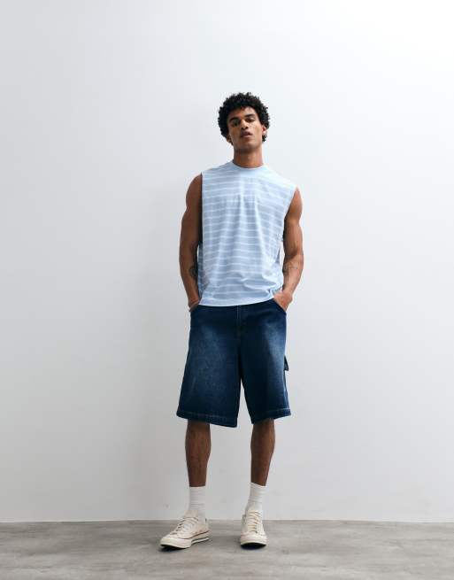 ASOS DESIGN oversized tank in blue stripes, 2 of 5