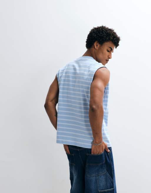 ASOS DESIGN oversized tank in blue stripes, 5 of 5