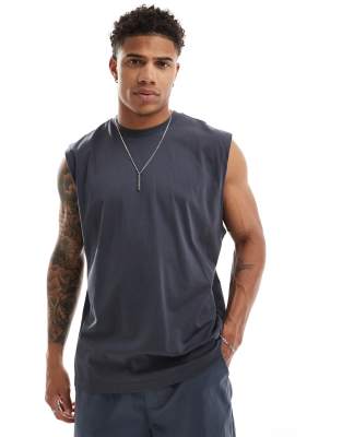 Shop Asos Design Oversized Tank In Black