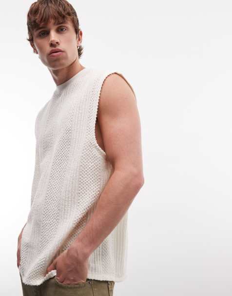 ASOS DESIGN oversized tank in cream textured fabric - view 1