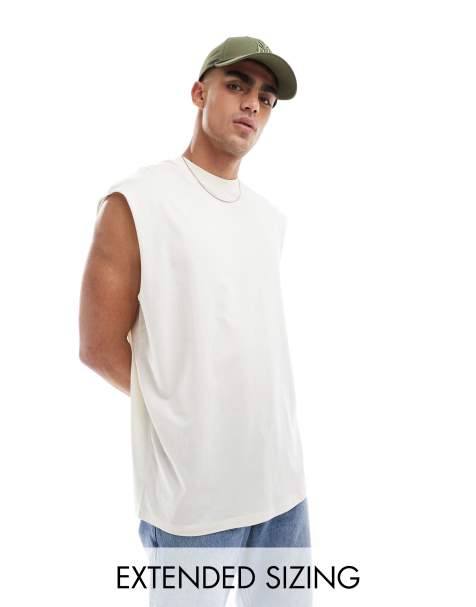 ASOS DESIGN oversized tank in ecru - view 1