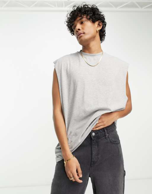ASOS DESIGN oversized tank in gray heather