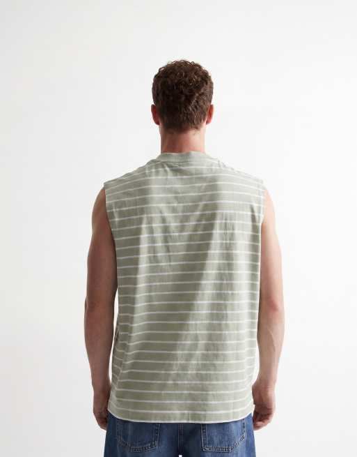 ASOS DESIGN oversized tank in green and white stripe, 3 of 5