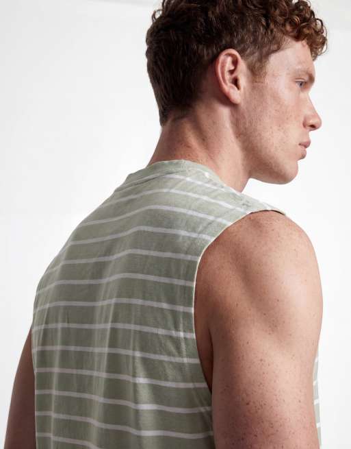 ASOS DESIGN oversized tank in green and white stripe, 4 of 5