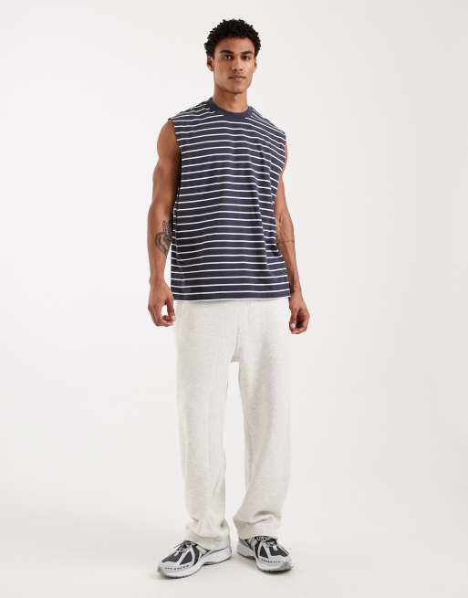 ASOS DESIGN oversized tank in navy and white stripe, 2 of 5