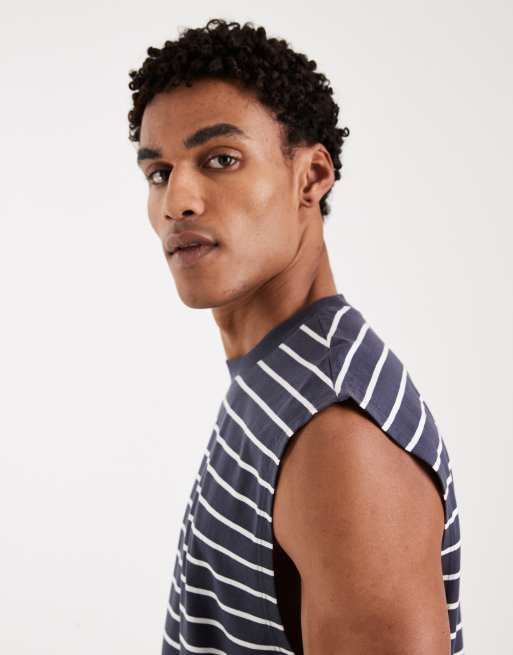 ASOS DESIGN oversized tank in navy and white stripe, 4 of 5