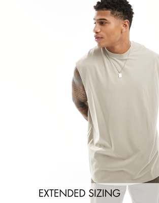 Shop Asos Design Oversized Tank In Neutral