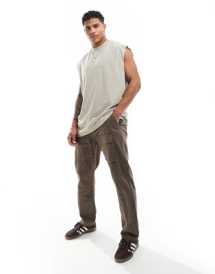 Shop Asos Design Oversized Tank In Neutral